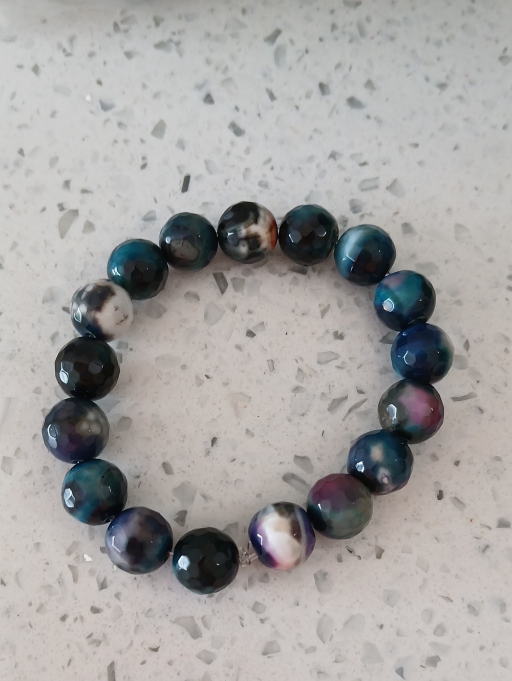 Handmade Multicolor Agate Beaded Stretch Bracelet